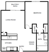 One Bedroom 636 Square Feet